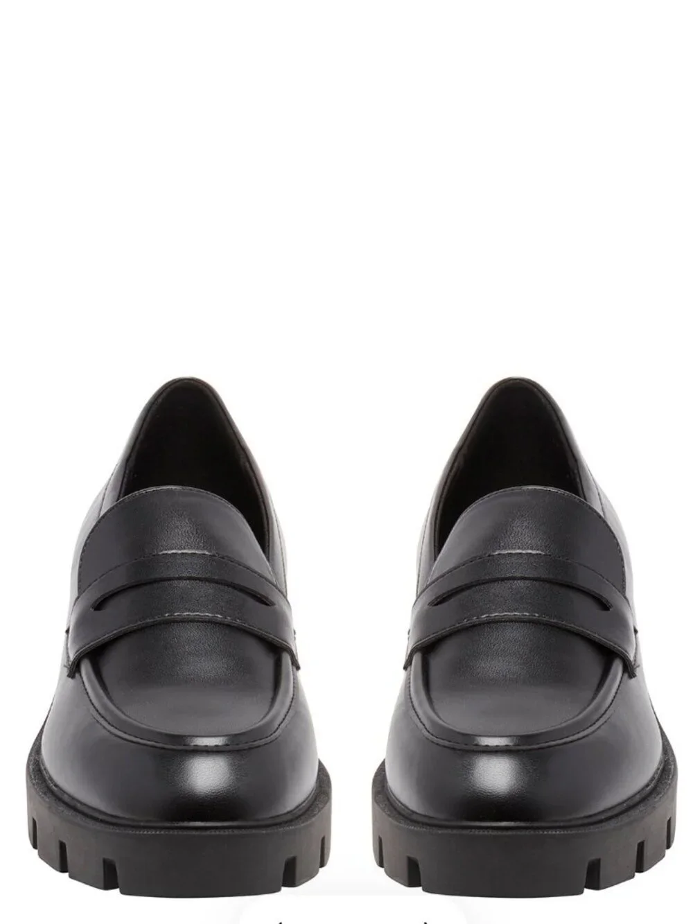Nine West SZ 9 Maibel Black Glossy Lug Sole Loafer Career Academia Preppy Retro